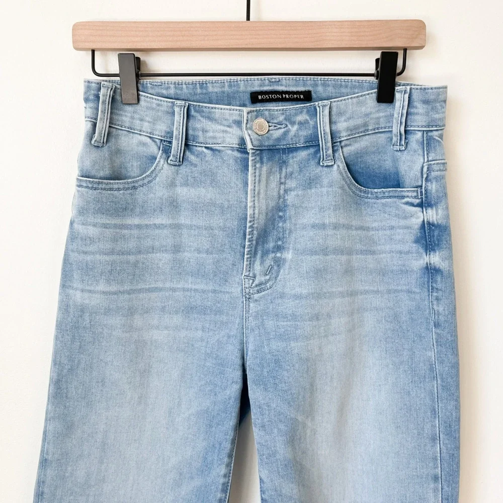 Boston Proper Cropped Denim‎ Jeans High Rise Wide Leg Light Wash Womens 4